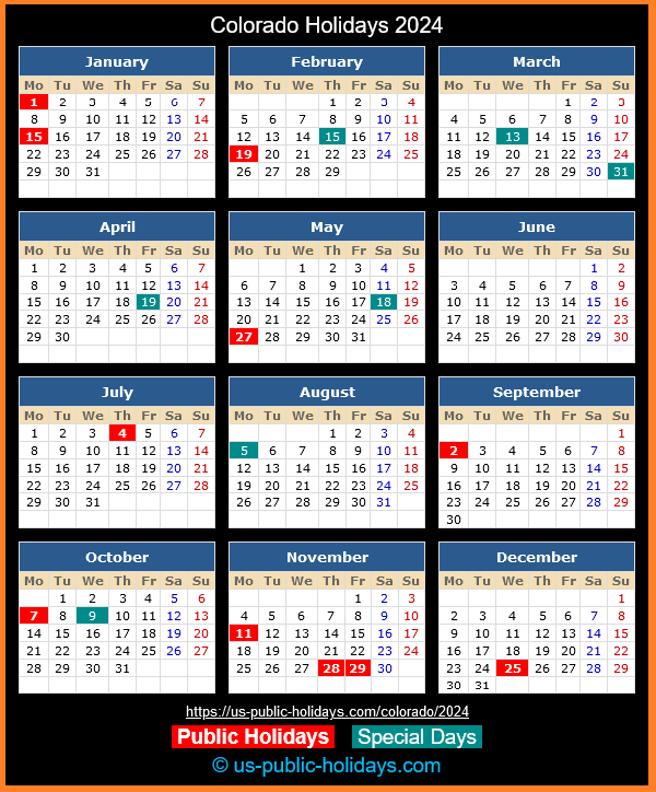 Colorado Holiday Calendar 2024